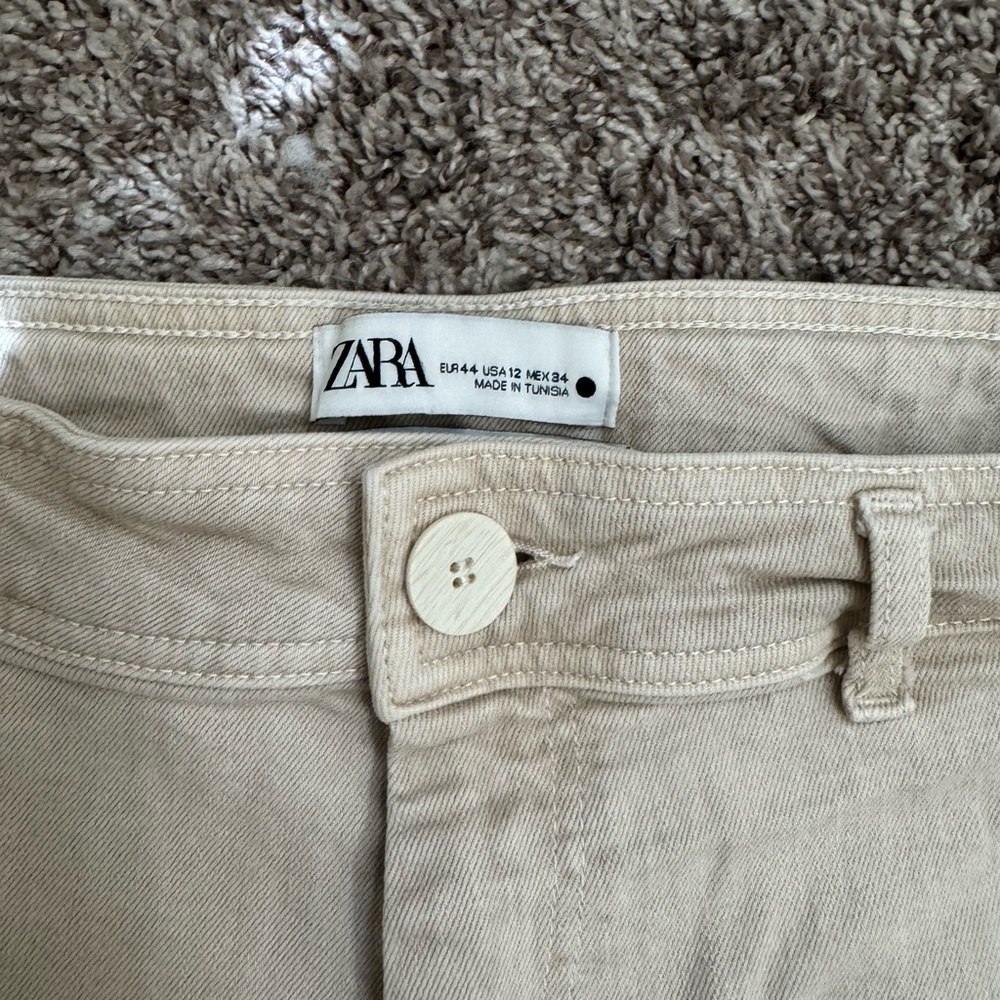 ZARA Marine Straight Beige/Cream Wide-Leg Pants - Picture 3 of 5